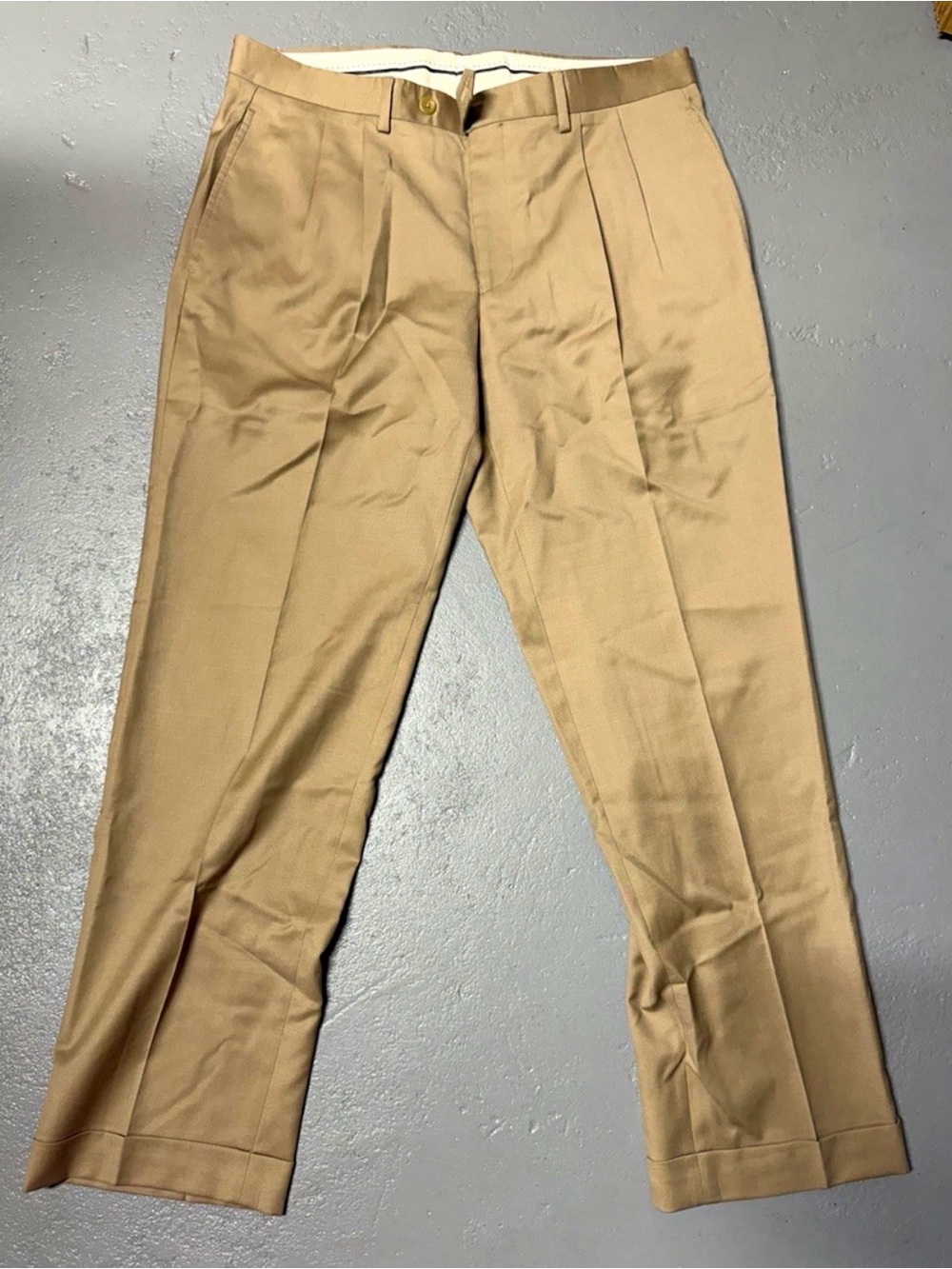 Lauren Ralph Lauren Men’s Beige Wool Cashmere Pleated Dress Pants Size 34W/30L